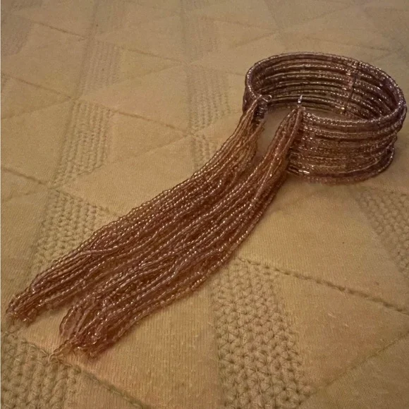 vintage Y2K Style Beaded Fringe Cuff Bracelet - Picture 2 of 3